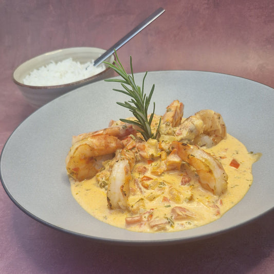 Scampi op z'n Toscaans - spinazie en pittige tomaten saus