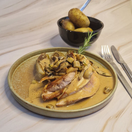 Filet van fazant - krieltjes - grondwitloof