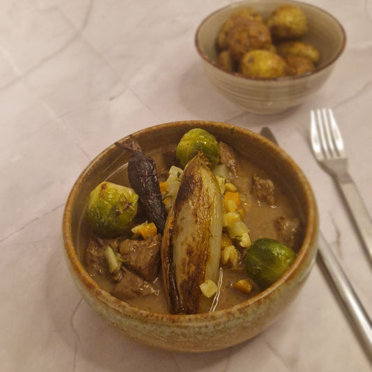 Stoofvlees - gebakken krieltjes - wintergroentjes