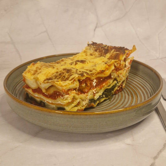 Vegetarische lasagne met pompoen, spinazie & ricotta