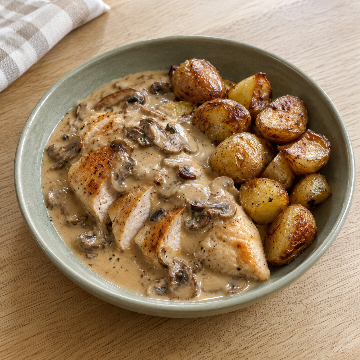 Kipfilet Archiduc met champignonsaus en krieltjes van Arno’s to go in Beveren